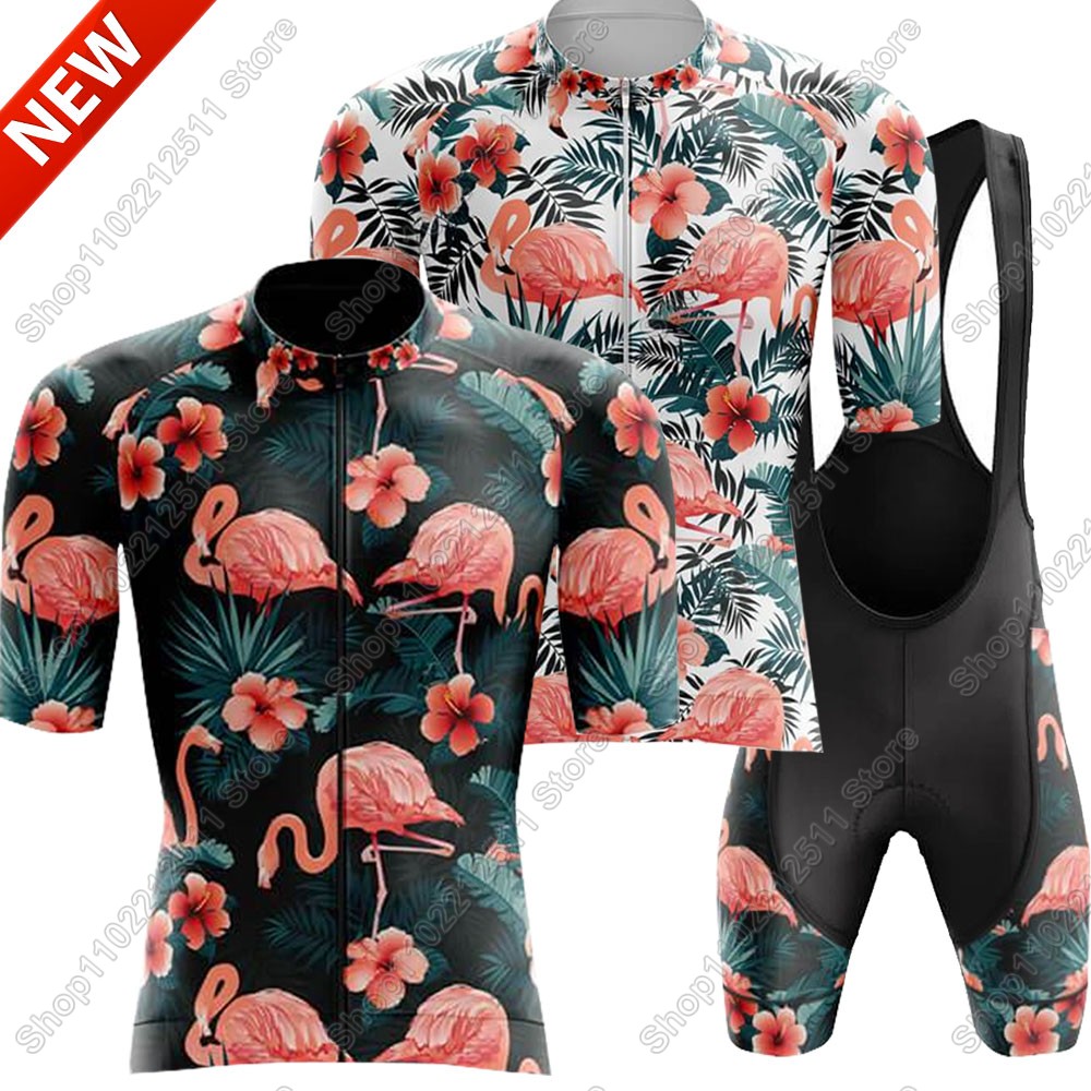 Cycling Bib Shorts - 2025 Flamingo Cycling Jersey Set Bicycle