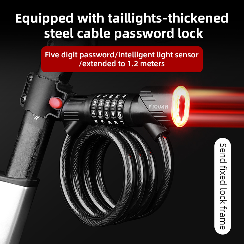 Bicycle Steel Cable Lock 1.2m  - Bike Tail Light ulasan dan harga