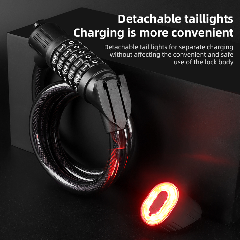 Bicycle Steel Cable Lock 1.2m  - Bike Tail Light ulasan dan harga